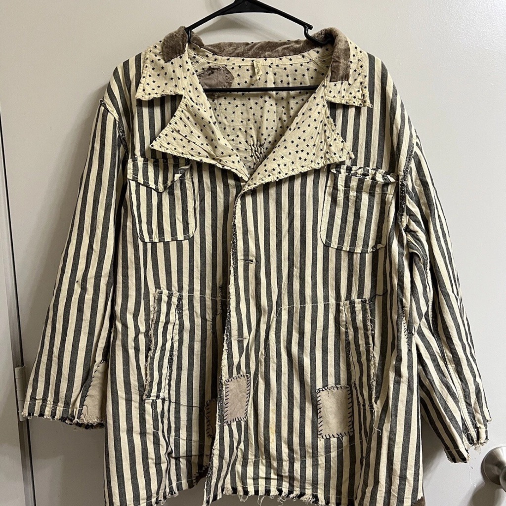 Magnolia Pearl Striped Jacket In Black And Cream Reversible (Item B14.4)